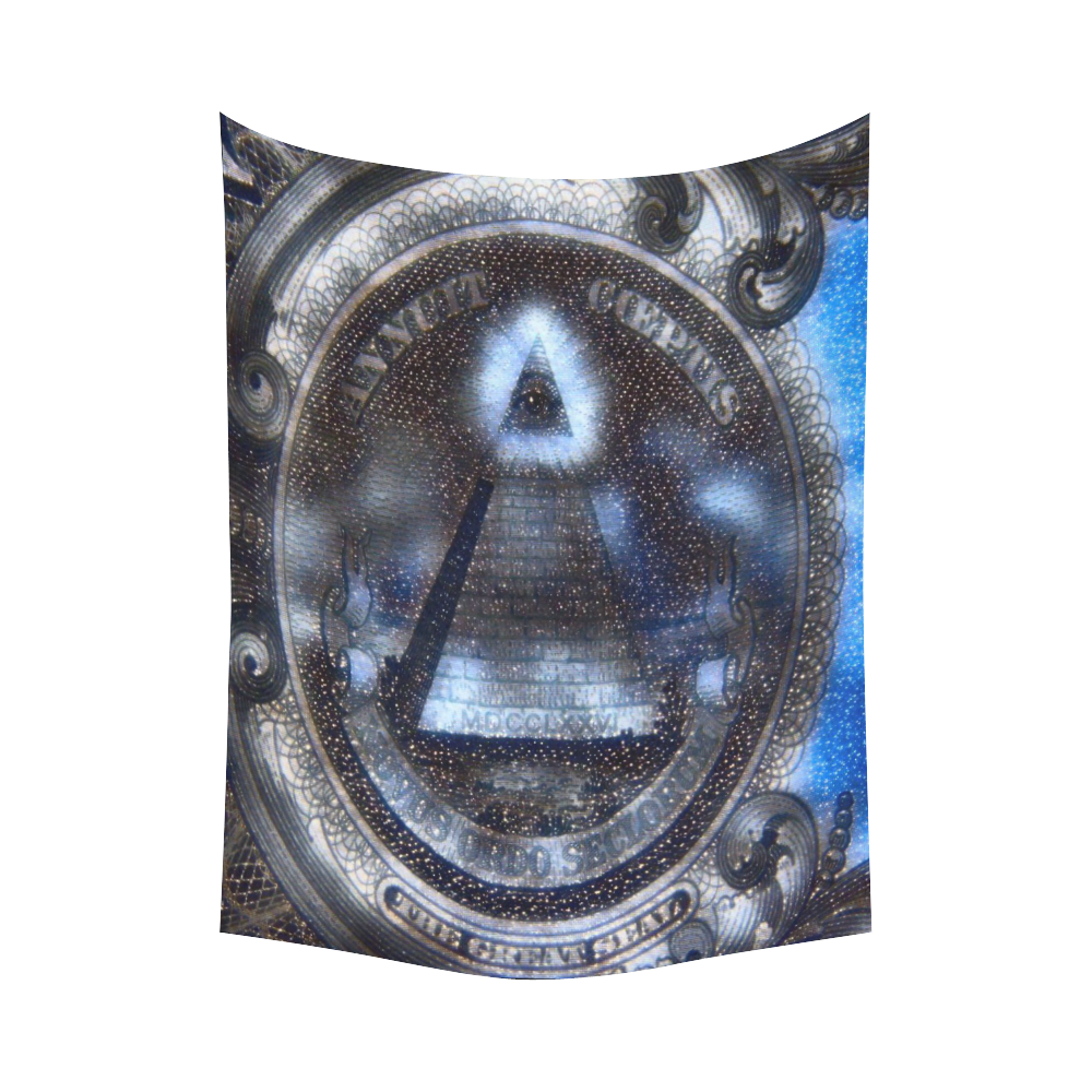 Illuminati Pyramid Space Symbol Black Light Cotton Linen Wall Tapestry 60"x 80"