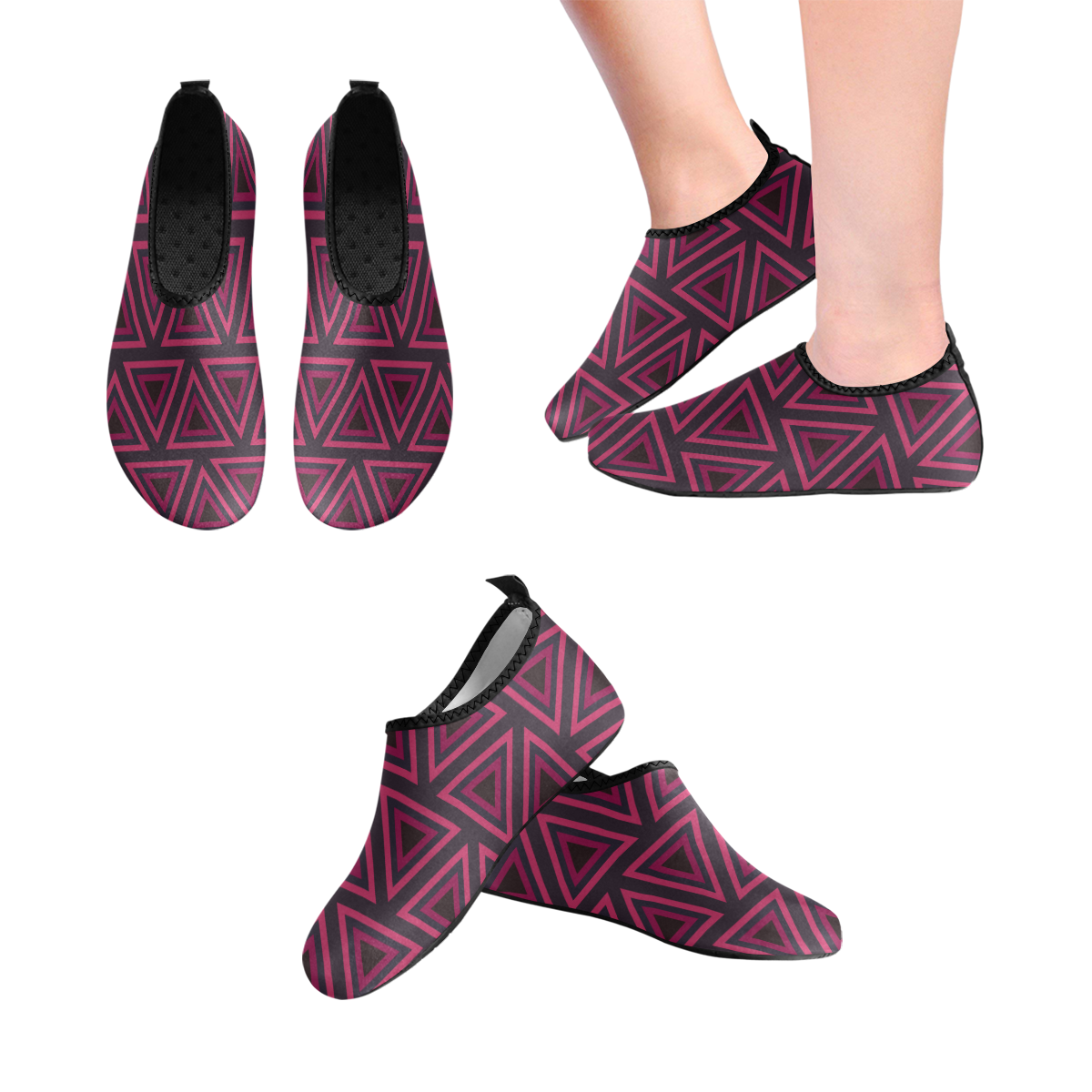 Tribal Ethnic Triangles Women's Slip-On Water Shoes (Model 056)