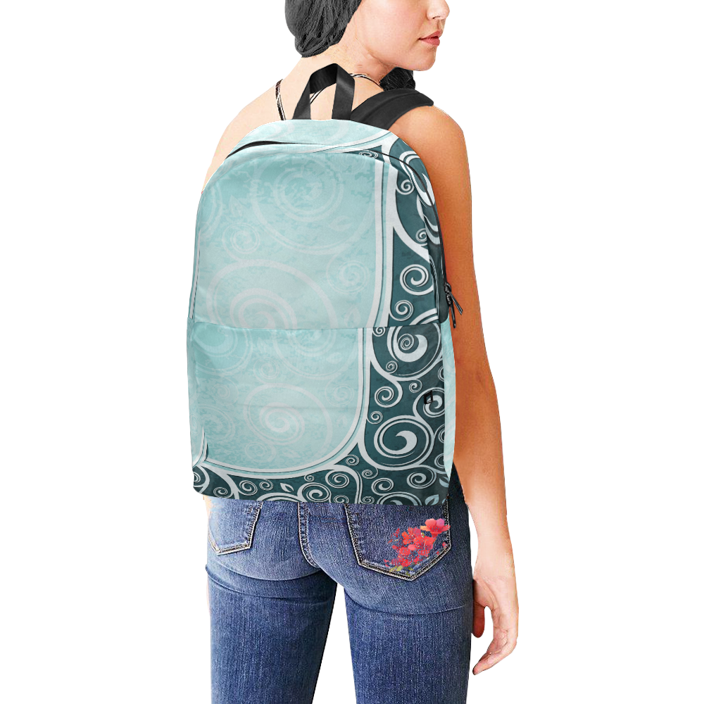 Abstract-Vintage-Floral-Blue Unisex Classic Backpack (Model 1673)