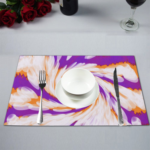 Purple Orange Tie Dye Swirl Abstract Placemat 12''x18''