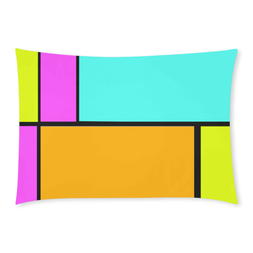 Block Retro Tangerine Turquoise Yellow Pink Custom Rectangle Pillow Case 20x30 (One Side)