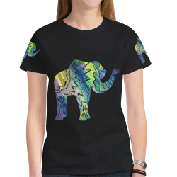 One Patchwork Elephant New All Over Print T-shirt for Women (Model T45)