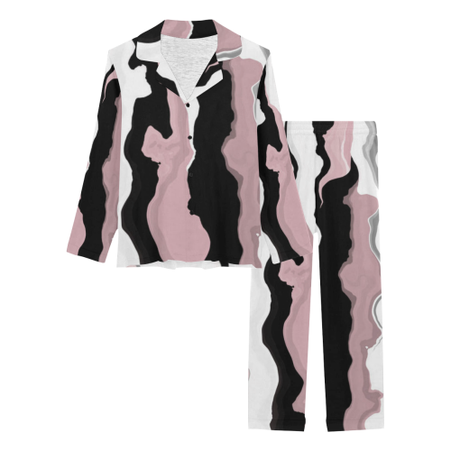 vintage pink black gray Women's Long Pajama Set