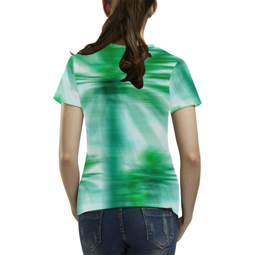 Palm Beach All Over Print T-Shirt for Women (USA Size) (Model T40)