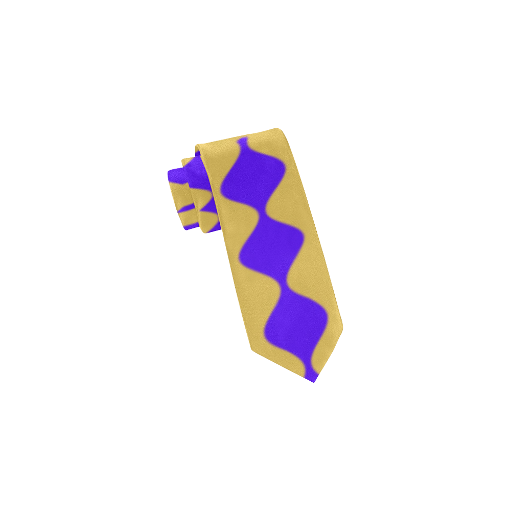 Purple Yellow Modern  Waves Lines Classic Necktie (Two Sides)