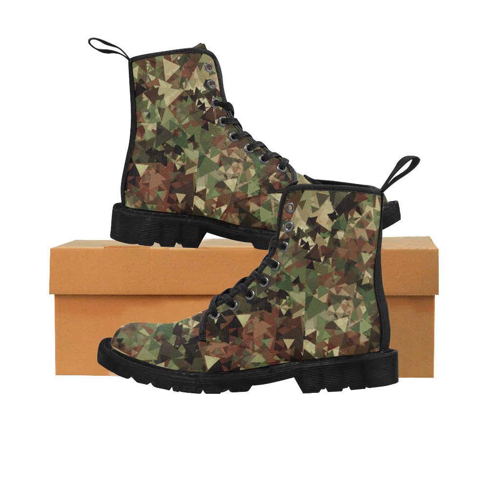 abstract camouflage Martin Boots for Women (Black) (Model 1203H)