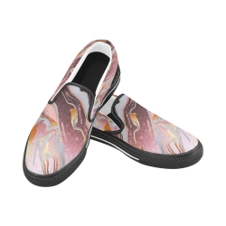 Rose gold glitter marble Women's Slip-on Canvas Shoes/Large Size (Model 019)