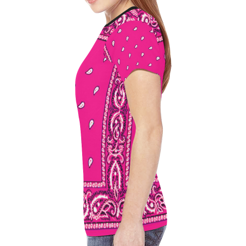 KERCHIEF PATTERN PINK New All Over Print T-shirt for Women (Model T45)