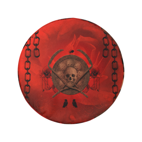 Skulls on red vintage background 34 Inch Spare Tire Cover