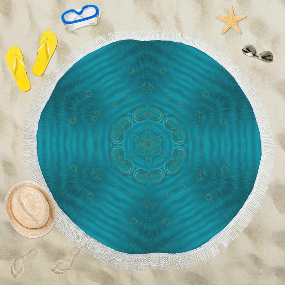 spiritual sun is raising  peace of mind sea Circular Beach Shawl 59"x 59"