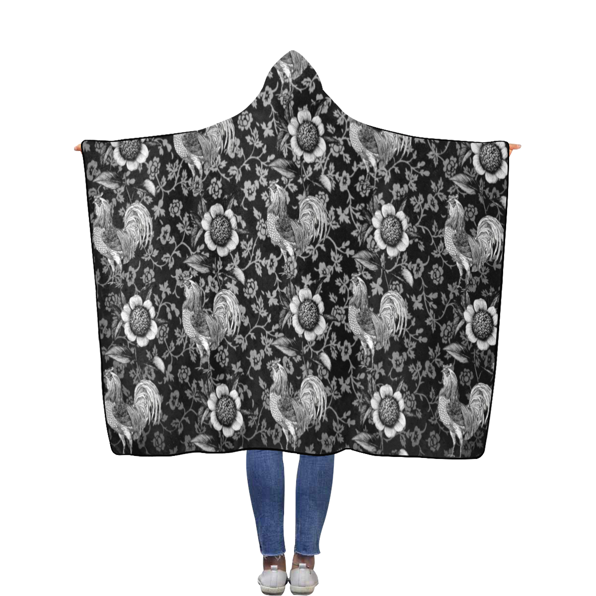 Night Garden Flannel Hooded Blanket 56''x80''