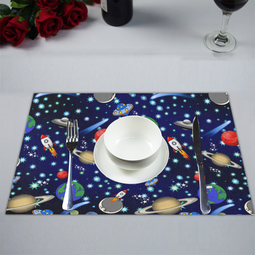 Galaxy Universe - Planets,Stars,Comets,Rockets Placemat 14’’ x 19’’ (Set of 4)
