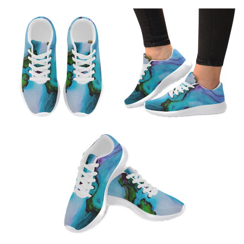 Blue green ink Men’s Running Shoes (Model 020)