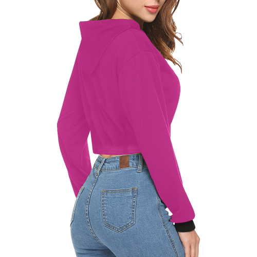 color medium violet red All Over Print Crop Hoodie for Women (Model H22)