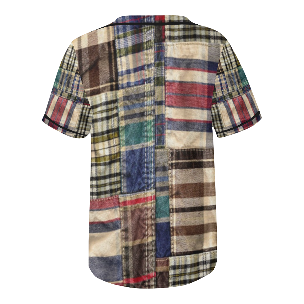 patchwork plaid wrinkle tartan grunge look All Over Print Baseball Jersey for Men (Model T50)