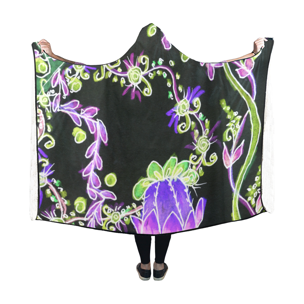 Psychedelic Irish Garden Queen's Crown Night Hooded Blanket 60''x50''