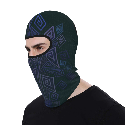 Psychedelic 3D Square Spirals - blue and violet All Over Print Balaclava