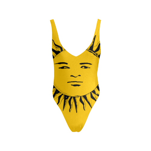 GOD One Piece Swimsuits Yellow Sexy Low Back One-Piece Swimsuit (Model S09)