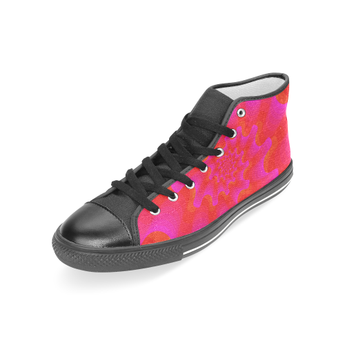 Pink red spiral Women's Classic High Top Canvas Shoes (Model 017)