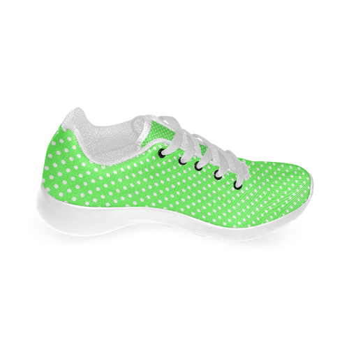 Eucalyptus green polka dots Kid's Running Shoes (Model 020)