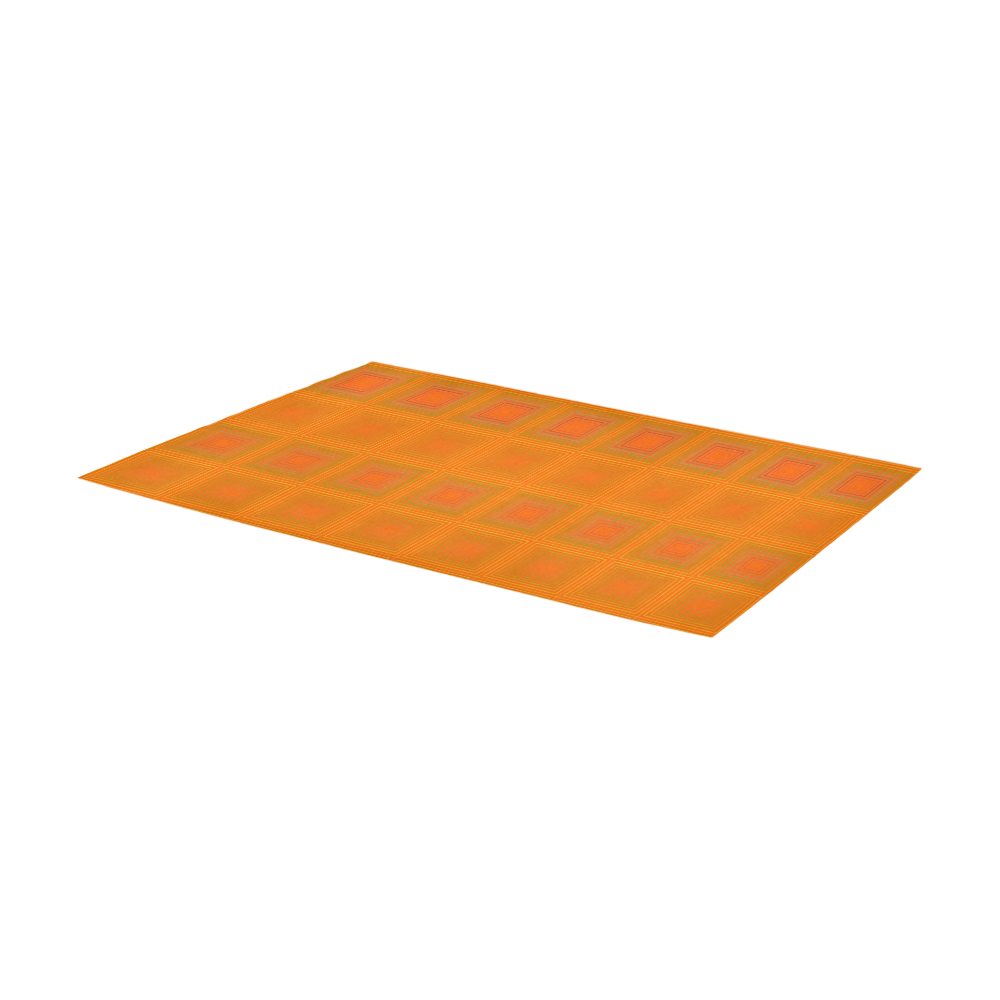 Orange reddish multicolored multiple squares Area Rug 7'x3'3''