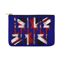 Union Jack British UK Flag Guitars Blue Carry-All Pouch 12.5''x8.5''