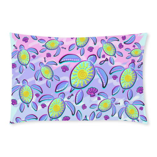Sea Turtle and Sun Abstract Glitch Ultraviolet 3-Piece Bedding Set