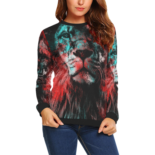 lion jbjart #lion All Over Print Crewneck Sweatshirt for Women (Model H18)