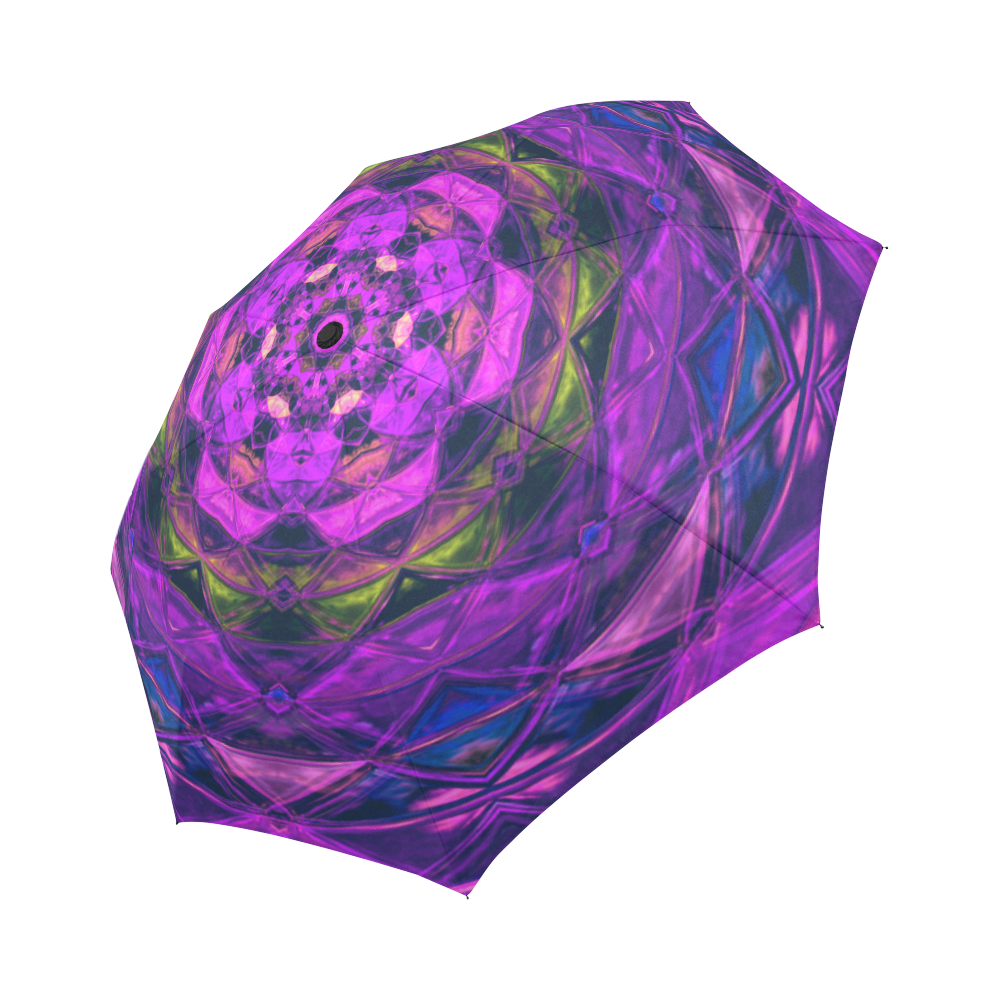 Purple with Green Auto-Foldable Umbrella (Model U04)