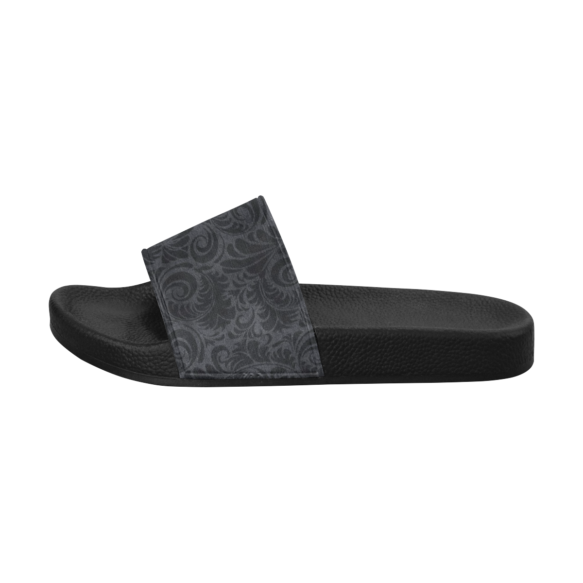 Denim with vintage floral pattern, black grey Women's Slide Sandals (Model 057)