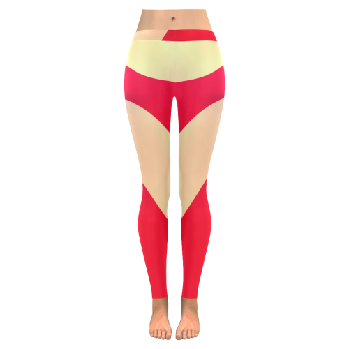 Red and White Stripes Women's Low Rise Leggings (Invisible Stitch) (Model L05)