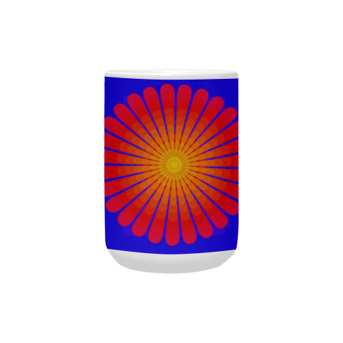 Orange flower on blue multiple squares Custom Ceramic Mug (15OZ)