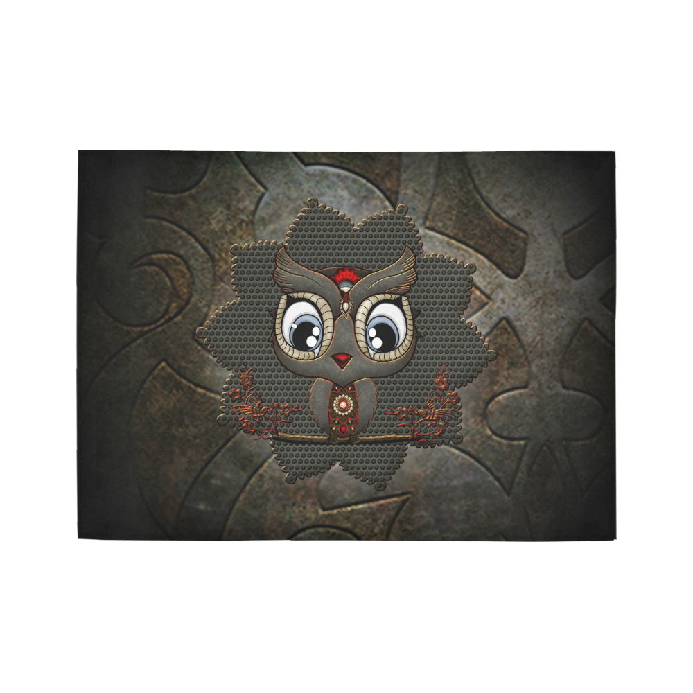 Funny steampunk owl Area Rug7'x5'