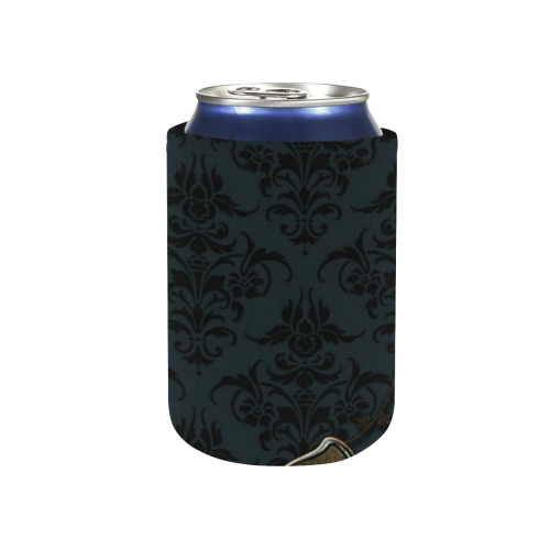 Beautidul vintage design in blue colors Neoprene Can Cooler 4" x 2.7" dia.