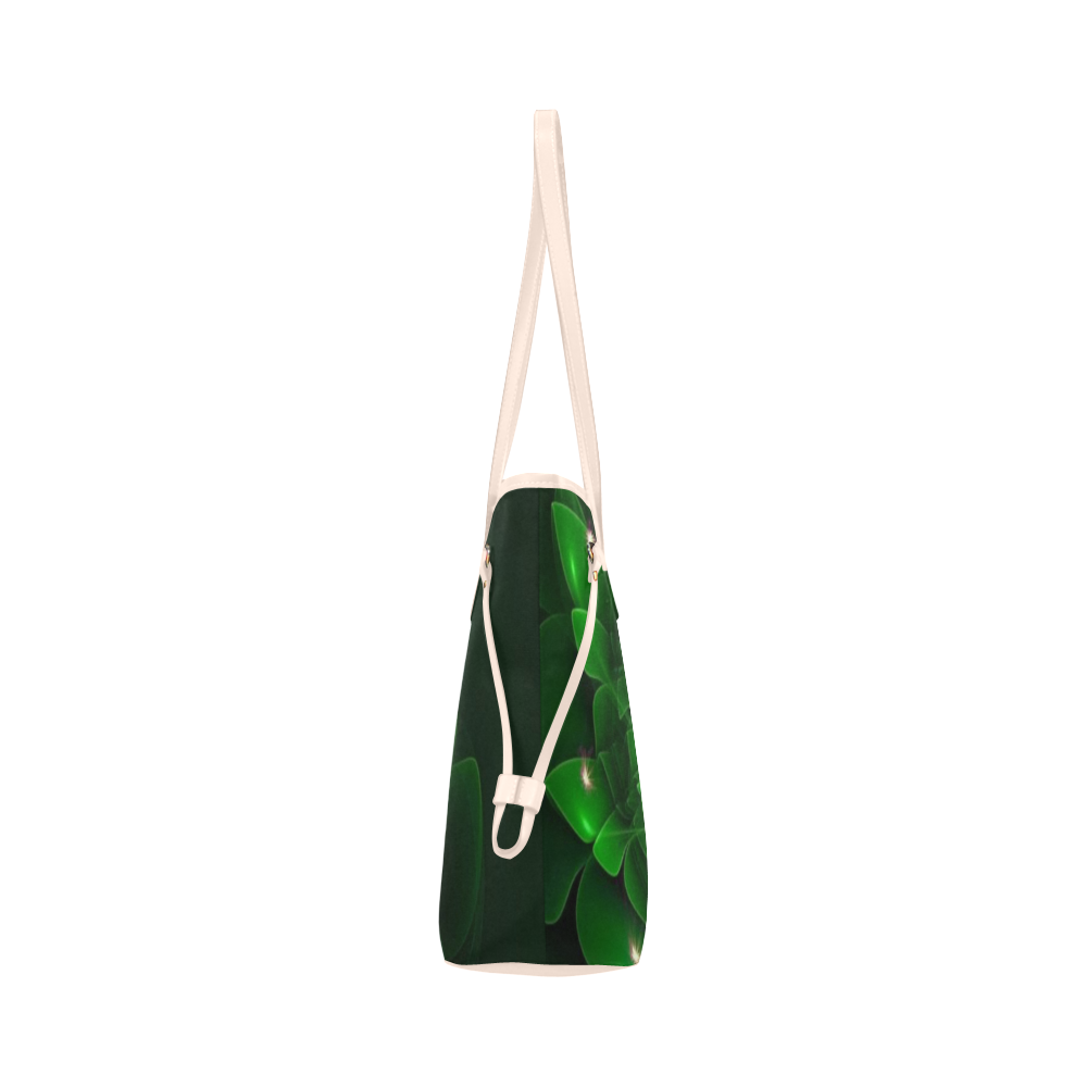 3D Green Flower Clover Canvas Tote Bag (Model 1661)