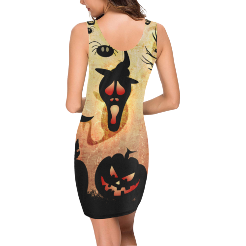 Funny halloween design Medea Vest Dress (Model D06)