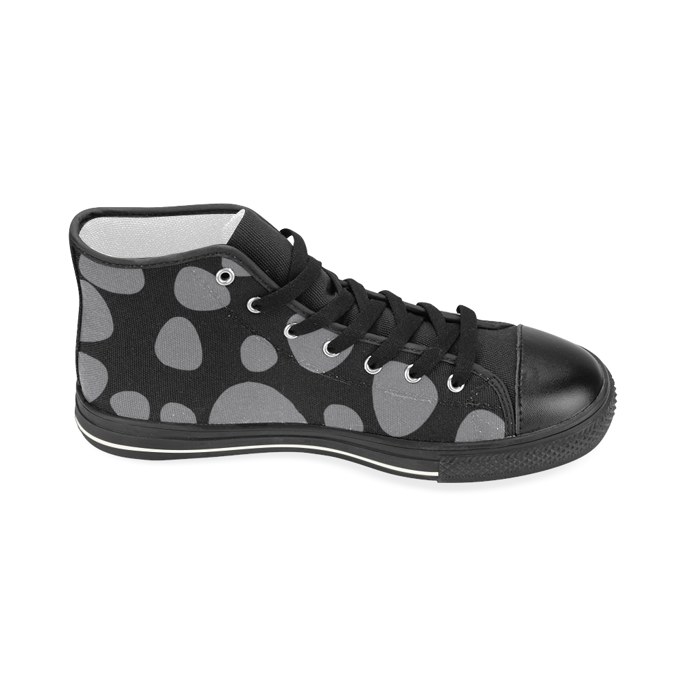 Black leopard skin Women's Classic High Top Canvas Shoes (Model 017)