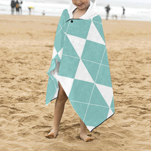 Abstract geometric pattern - blue and white. Kids' Hooded Bath Towels
