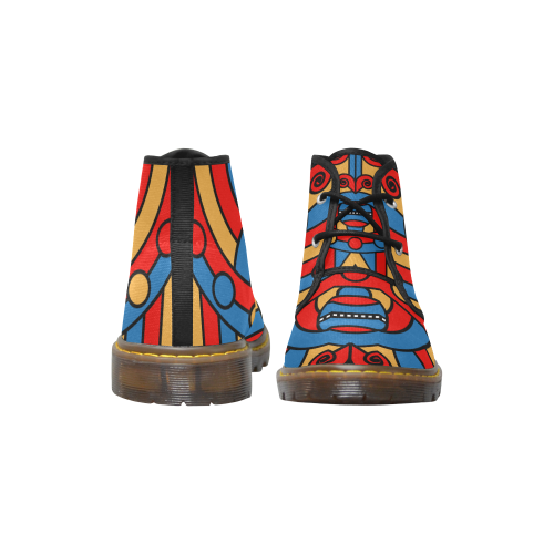 Aztec Maasai Lion Tribal Women's Canvas Chukka Boots/Large Size (Model 2402-1)