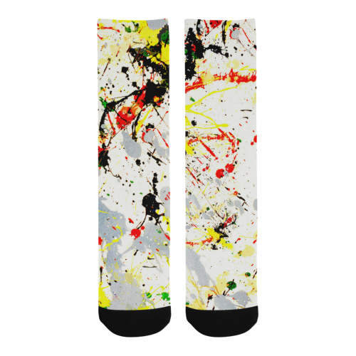 Black, Red, Yellow Paint Splatter Trouser Socks (For Men)