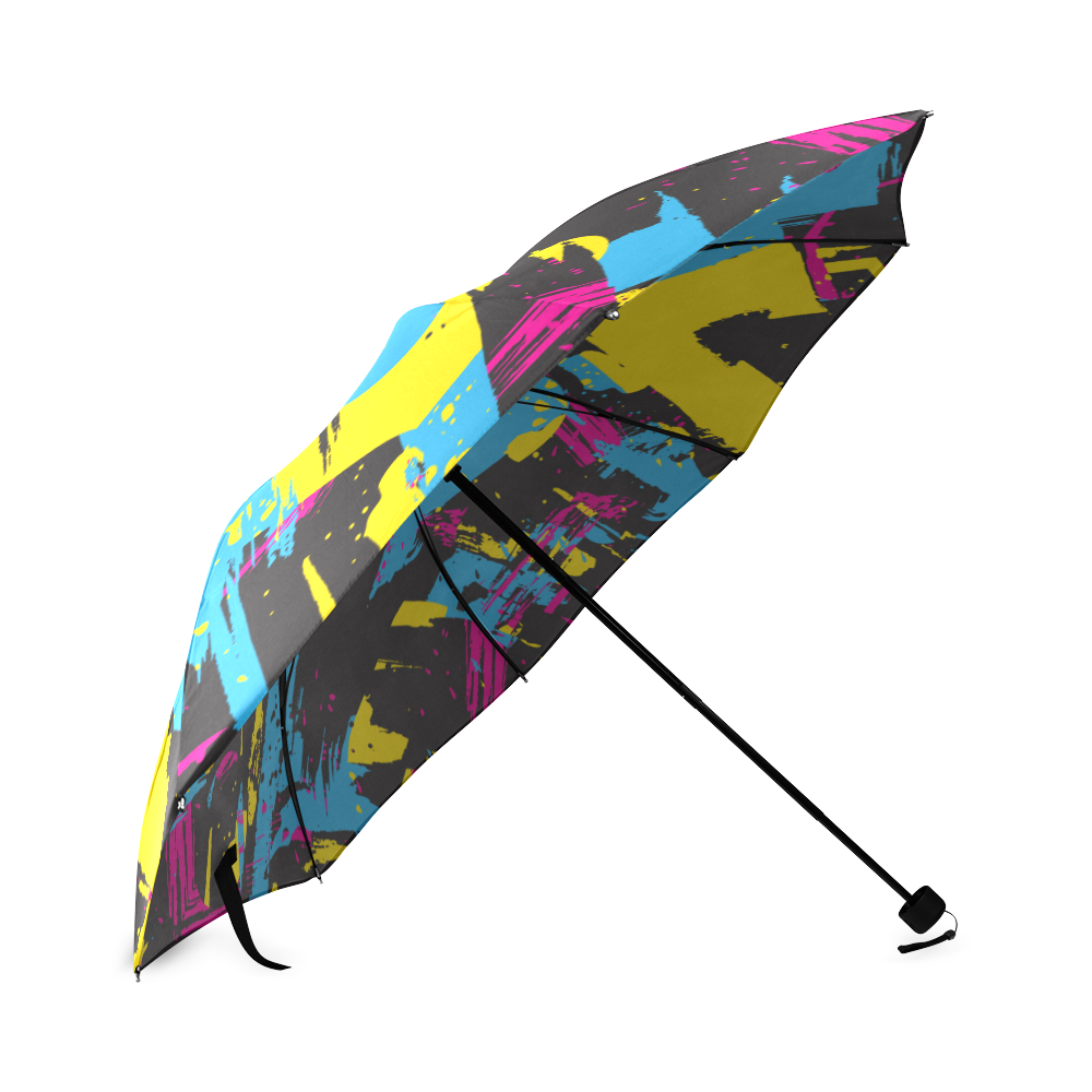 Colorful paint stokes on a black background Foldable Umbrella (Model U01)