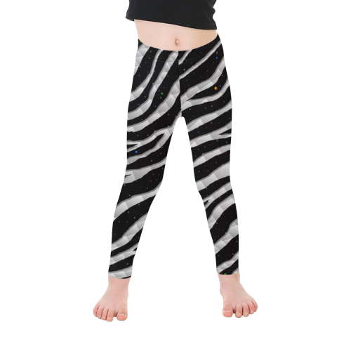 Ripped SpaceTime Stripes - White Kid's Ankle Length Leggings (Model L06)