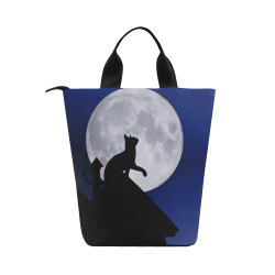 Moon Cat Nylon Lunch Tote Bag (Model 1670)