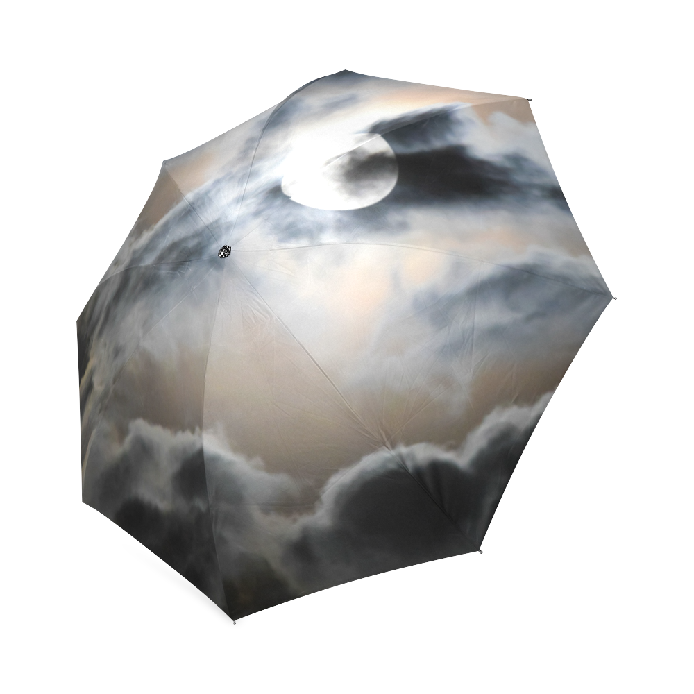 Dark Clouds And Full Moon In The Night Sky Foldable Umbrella (Model U01)