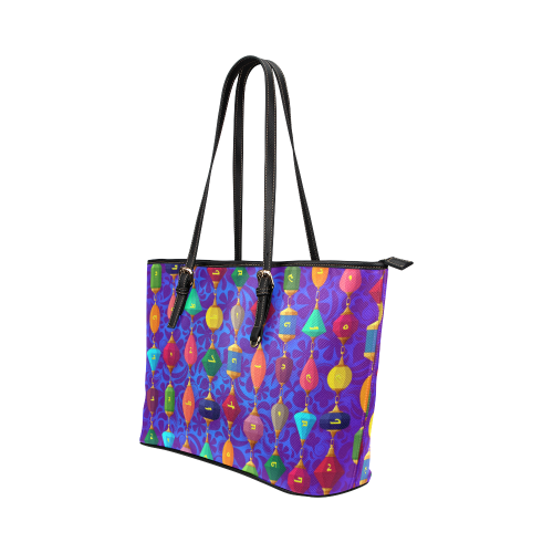 Colorful Alphabet Beads Leather Tote Bag/Small (Model 1651)