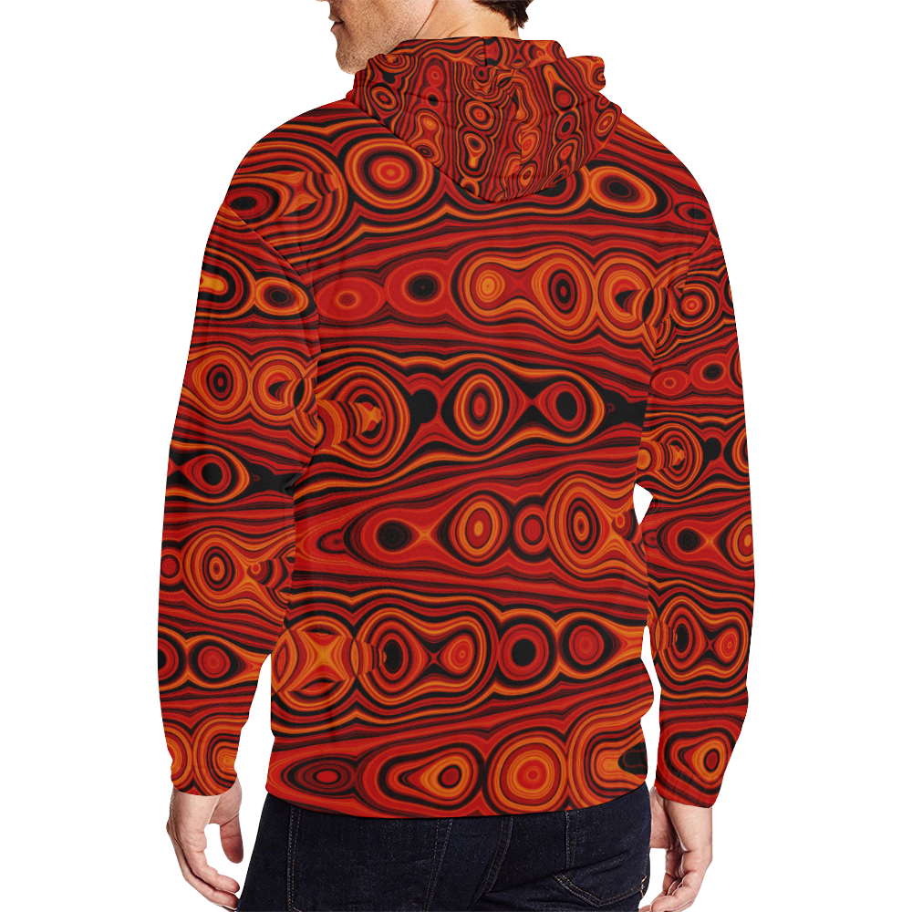 Brown Abstract Pattern All Over Print Full Zip Hoodie for Men (Model H14)