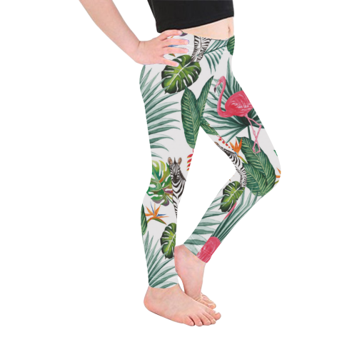 Awesome Flamingo And Zebra Kid's Ankle Length Leggings (Model L06)
