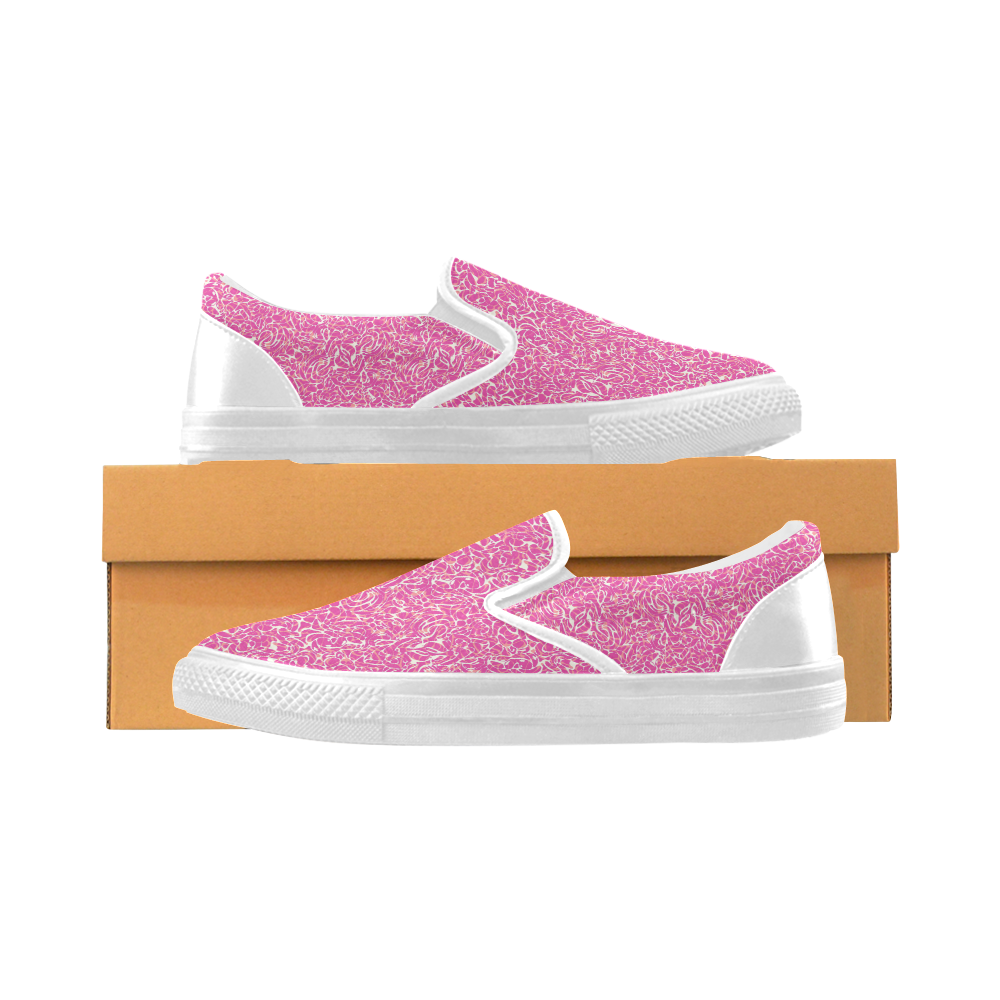 Pink Abstract Pattern Women's Unusual Slip-on Canvas Shoes (Model 019)