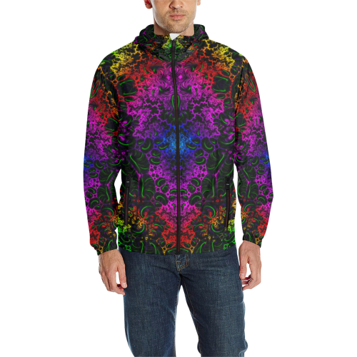 Rainbow Fields All Over Print Quilted Windbreaker for Men (Model H35)