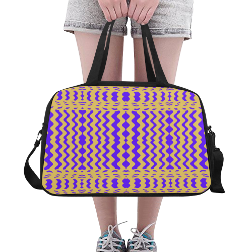 Purple Yellow Modern  Waves Lines Fitness Handbag (Model 1671)
